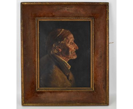 19TH CENTURY ITALIAN SCHOOL; oil painting, head and shoulders portrait of a gentleman, unsigned, 28 x 22cm, framed.