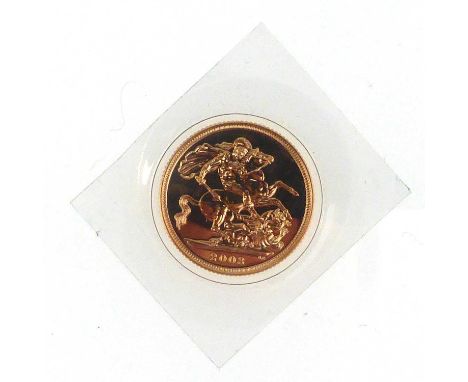 An Elizabeth II 2003 sovereign, George &amp; Dragon, London Mint, proof, in blister pack with certificate of authenticity, li