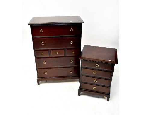 STAGG; a Minstrel pattern mahogany chest of drawers with two long above three short drawers, above two further long drawers, 