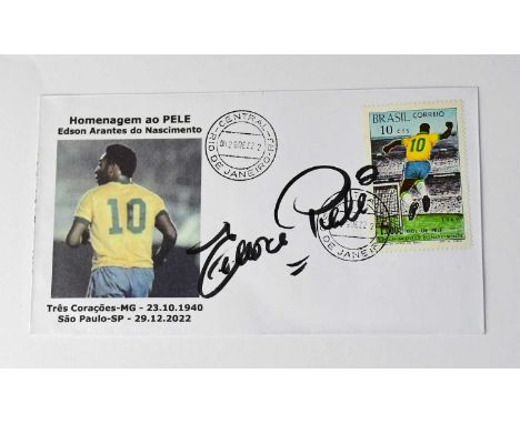 PELE; a first day cover bearing the footballer's signature.Condition Report: We have not authenticated this signature, please