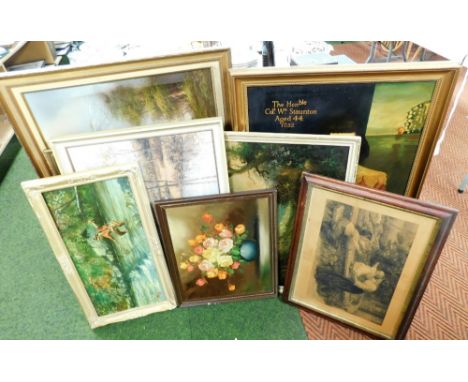 Various pictures, prints, etc., to include The Honorable Colonel William Staunton, portrait, print, 87cm x 65cm, landscapes, 