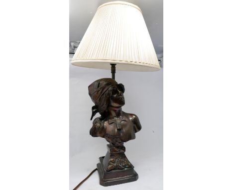 After Emmanuel Villanis, bronze figural lamp, Saida 