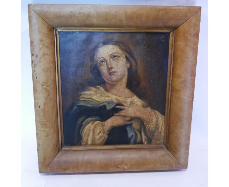An antique oleograph, portrait of a lady, 32 x 28cm 