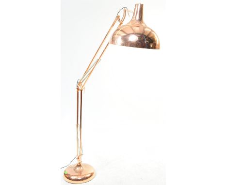 British Modern Design - A large contemporary anglepoise industrial floor standing standard lamp with copper effect ground. La