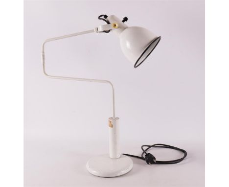 A white lacquered vintage 'Anvia Elbow' table lamp, design: Hoogervorst, 1970s, height 53 cm.