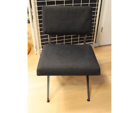 A vintage design chair, Marko, Holland, 60s. Design: Wyske Kooistra, black painted metal U-structure frame with gray upholste