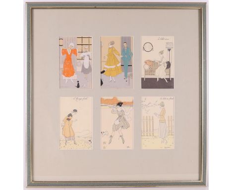Monier, Maggy (1887-1965) "Various scenes", signed in full in the plate, colour lithograph/highlighted in white, 12x image si