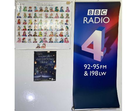 A BBC Radio 4 vinyl roller banner, an information banner relating to a BBC WS drama series, a BBC Radio 6 music poster. 
