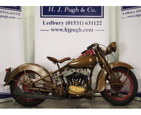 Harley Davidson WLC motorcycle. 1943/4. 750ccEngine No. 43WLC 5320 on V5.Engine number on bike - 42WLC1469Engine turns over w