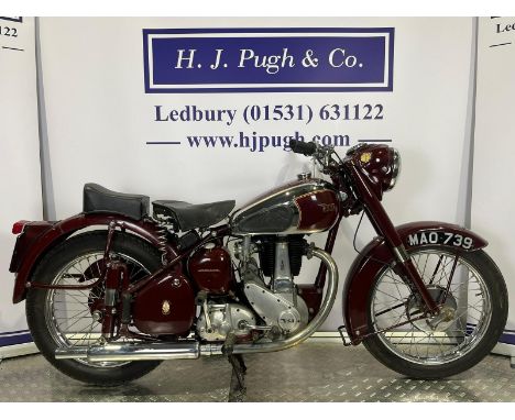 BSA B31 motorcycle. 1953. 348cc Engine No. BB31 2470 Restored, runs and rides. Imported. Reg. MAO 739. V5. No keys