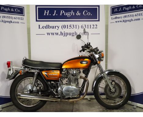 Yamaha XS650 motorcycle. 1974. 654cc. Part of a deceased estate. Engine turns over with compression. Has been dry stored for 