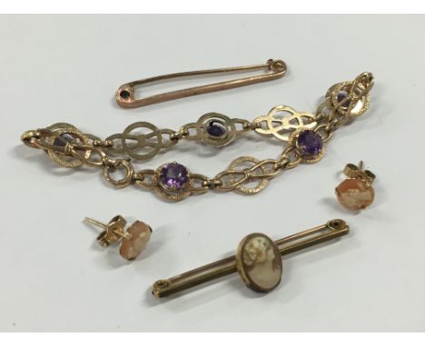 A Victorian silver bangle together with a fob watch, cuff-links etc.