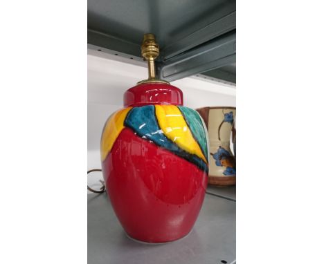A large Poole Pottery Living Glaze ginger jar shape lamp base.