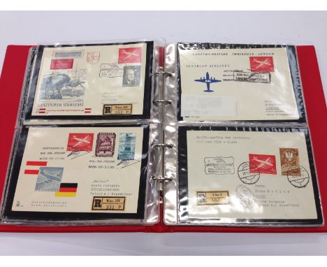 An album containing a collection of Austrian Aeronautical First Flight First Day Covers.