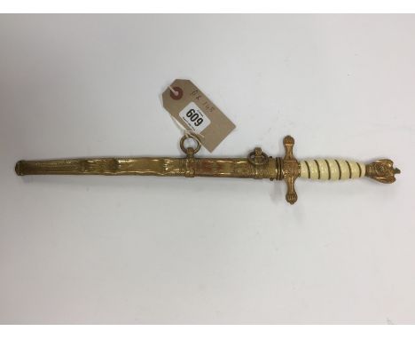 A German Naval Officer's dirk, made by C. K. Horre, Solinger, with a wire bound ivorine grip (slight damage), blade with foul