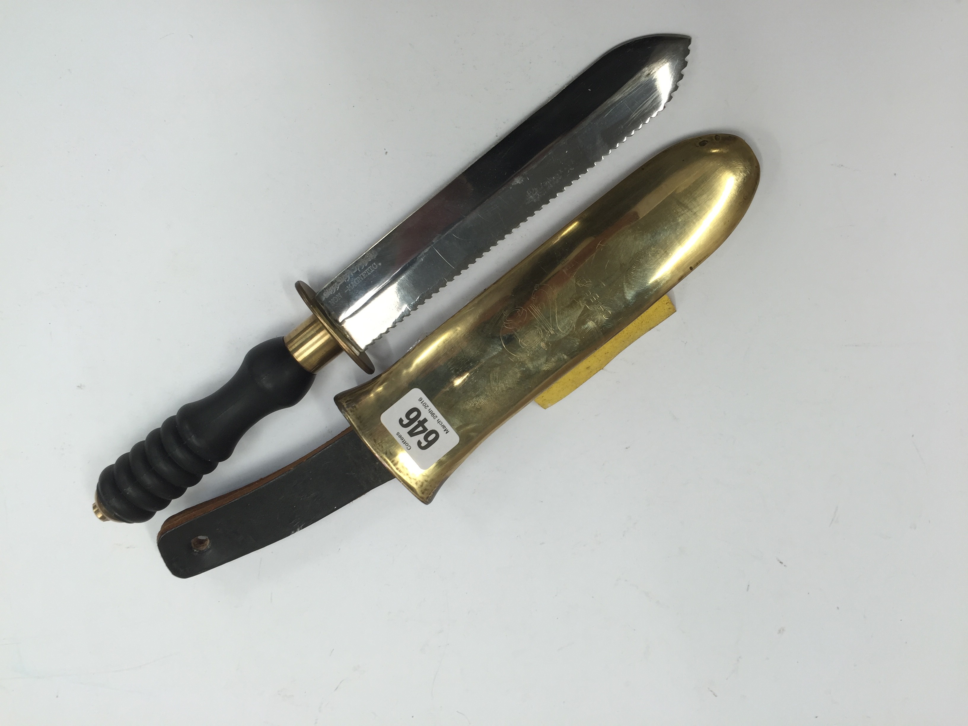 A Siebe Gorman diver's knife, marked to blade, non in H. S
