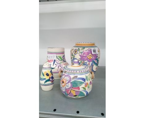 A Poole Pottery vase, decorated in the AP pattern, shape 198, decorated by Gwendoline Selby together with three other Poole P