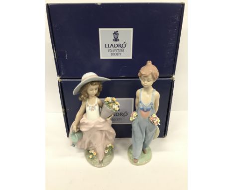 A Lladro china figure: Pocket Full of Wishes together with another; A Wish Come True (both with original boxes).