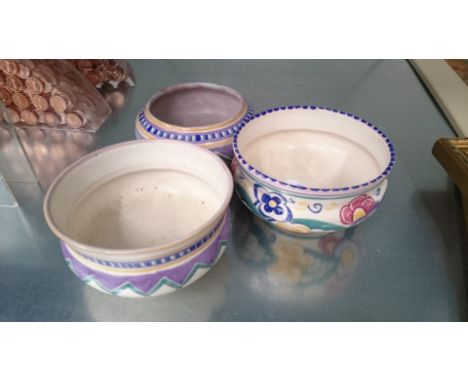 Three early Poole Pottery Carter Stabler Adams small bowls.