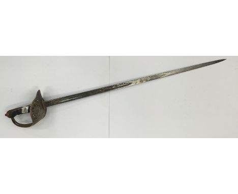 A George V Officer's dress sword by Wilkinson, Pall Mall, London, no scabbard, blade etched.
