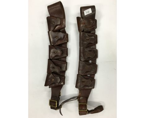 Two First World War leather Bandoliers.