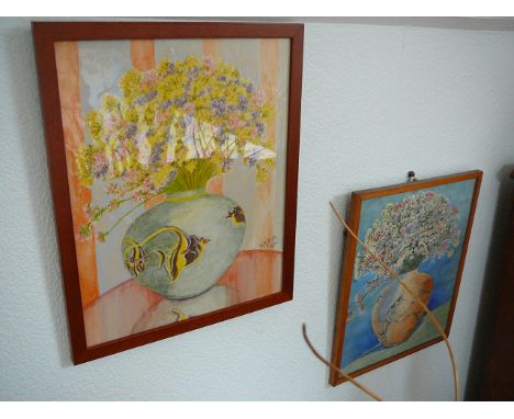 Pair of framed watercolours (signed R Eve)