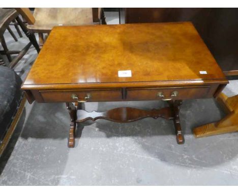 A reproduction small walnut sofa table