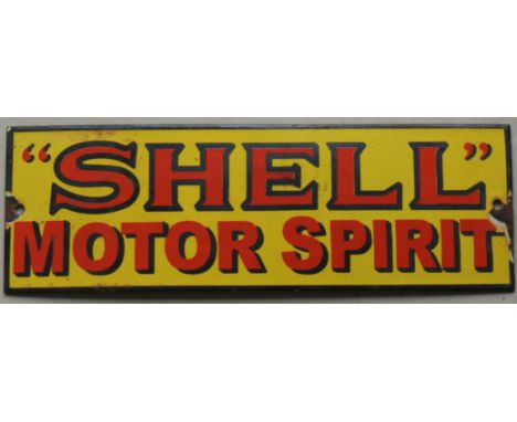 'Shell Motor Spirit' Enamel Sign.Measuring 30cm by 10cm.Click here for more details and images