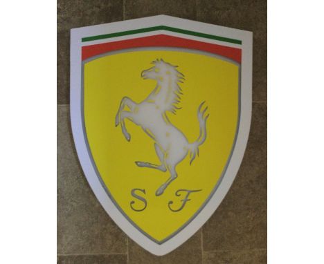 A Contemporary Illuminated Multi-Coloured LED Ferrari-Themed Internal Wall or Garage Light Box Sign with the Cavallino Rampan