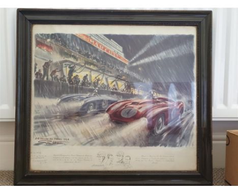 Pierre Marchal-signed, Geo Ham Lithograph "24 Heures du Mans 1954".Lithographic print entitled '24 Heures du Mans1954' by Geo