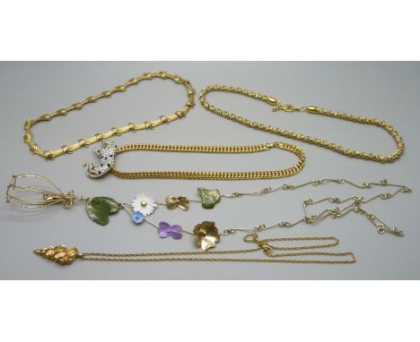 A Corocraft collarette, Monet neck chain, Monet pendant and chain, etc. 