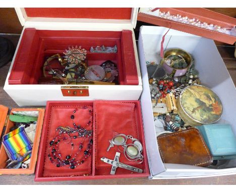 A collection of costume jewellery including a Skagen bangle, pendant and chain, a silver and enamel RAF sweetheart brooch, a 