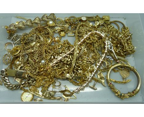 A collection of vintage and later gold-tone jewellery 