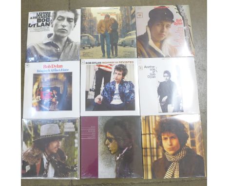 Nine sealed LP records, all Bob Dylan 