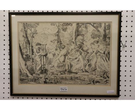 Joshua Cristall (1767-1847) Lithographic Print of Apollo and the Muses 1816, images measures 46cm x 31cm, framed and glazed 