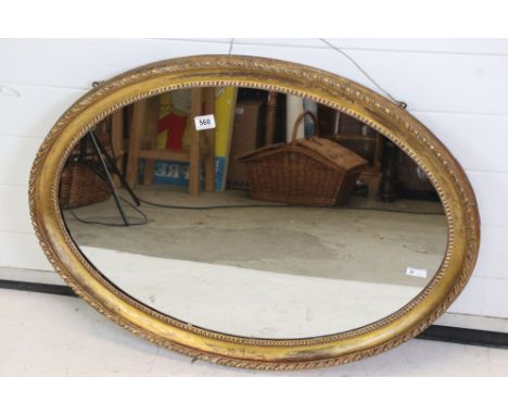 Giltwood Framed Oval Mirror, 91cm long 