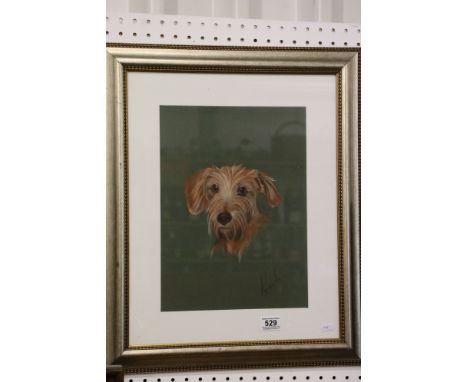 Pastel Portrait of a Dog, signed, 28cm x 38cm, framed and glazed 