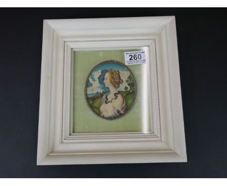Oval portrait miniature after Pierro Cosimo, depicting a bare breasted woman, approx. 10cm 