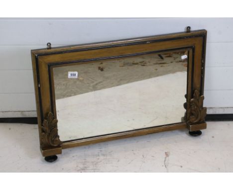 Early 19th century Small Over-mantle Mirror contained in a rectangular Gilt and Ebonised Frame, 76cm x 50cm high 