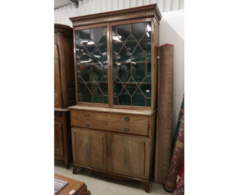 George III Mahogany Secretaire Bookcase, the upper section within two astragel glazed doors, the lower section with double fa