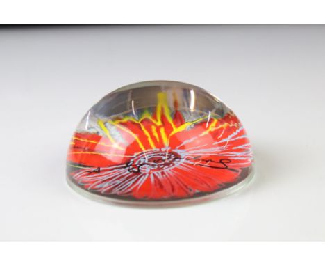 Andy Warhol Studio Line Rosenthal glass flower paperweight, 9cm diameter 