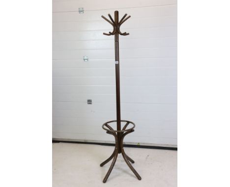 Stained Wood Bentwood Cloak and Stickstand, 180cm high 