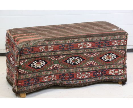 Soumac Saddlebag Cover fitted onto a table / bench, 92cm long x 42cm deep x 46cm high 