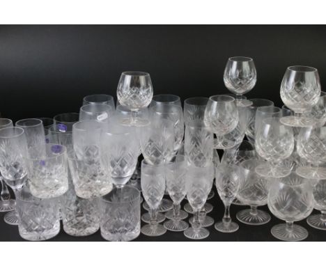 Sold at Auction: A set of eight heavy cut crystal wine glasses. 20th  century, 18cm high