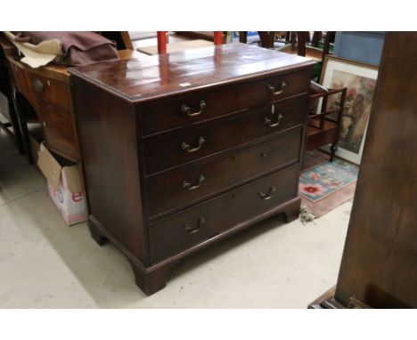George III Mahogany Chest, the moulded top above four long graduated drawers, raised on bracket feet, 93cm wide x 52cm deep x