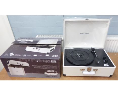 NEW BOXED BAUHN 'VINTAGE' SUITCASE TURNTABLE, 3 SPEED PLAYBACK 33, 45 &amp; 78