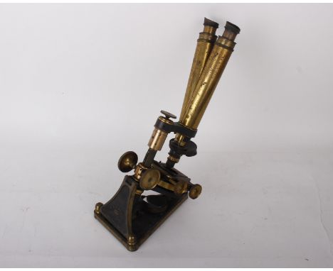 A R &amp; J Beck Popular Binocular Microscope, English, c. 1876, signed to the rear of the stand 'R &amp; J BECK LONDON 4887'