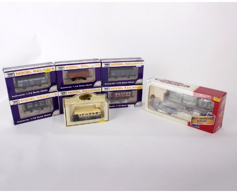 Six Model Railways 1:76 scale model, a Road Transport Heritage BMC Flatbed Trailer &amp; Crates- British Rail and a LLedo G.W