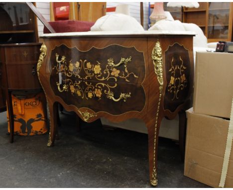 A Louis XV Style Marble Top Commode With Two Drawers and Ormolu Mouldings(H)82 x (W)98 x (D)40 cm*Please note this Lot is sub