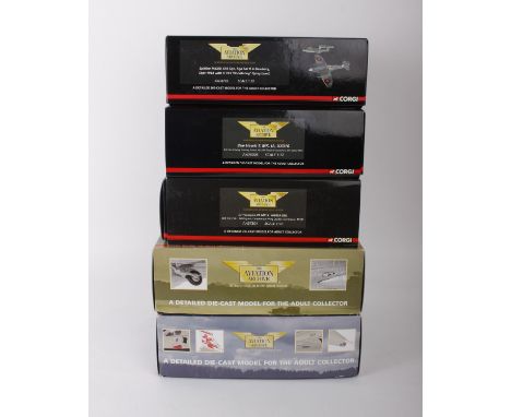 Five Limited edition Corgi ‘The Aviation Archive’ 1:72 scale to include Bae Hawk T. MK. IA, XX316 , a Spitfire MkXIV, 610Sqn 